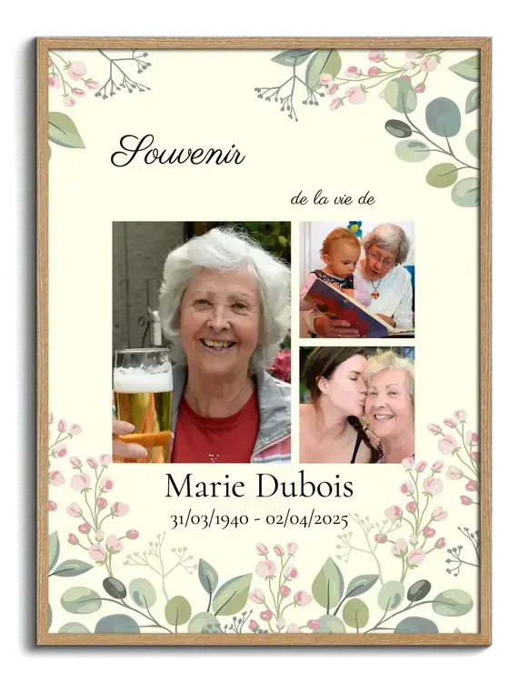 Collage de souvenir funéraire sur toile premium